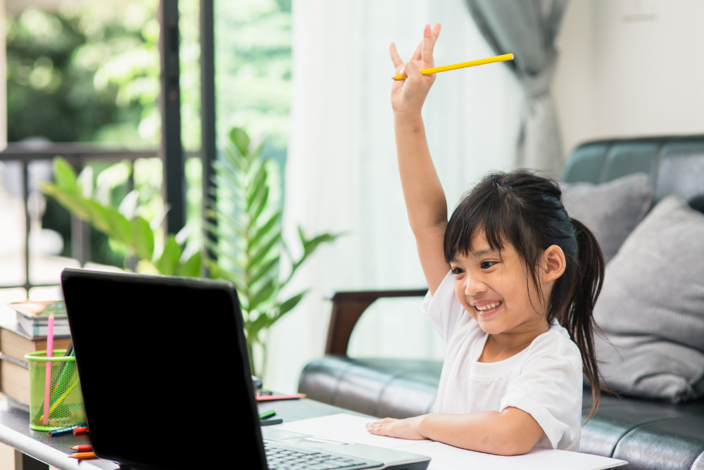 Girl interacting with tutor