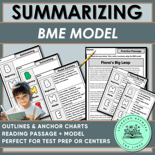 BME Summary Anchor Charts and Models for Grades 1-3