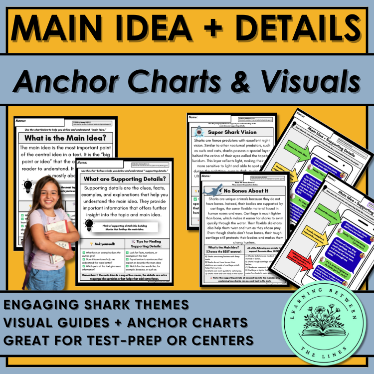 Upper Elementary Anchor Charts for Main Idea and Supporting Details