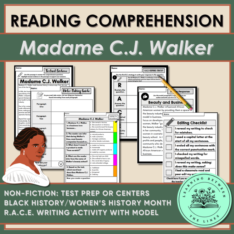 Madame C.J. Walker Reading Passage - Learning Between the Lines